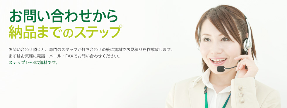 お問い合せから納品のステップ